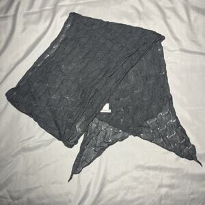 Garnet Hill Alpaca Blend Scarf Open Knit Gray Tencel 15" x 88" Made in Peru